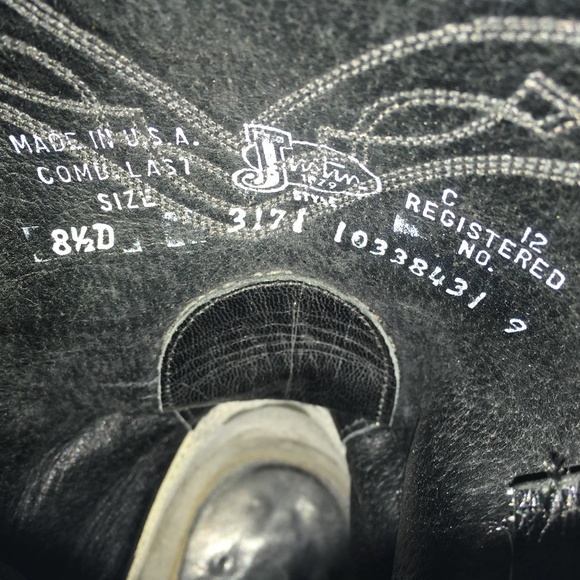 JUSTIN BLACK OSTRICH BOOTS 8.5 D main image 7